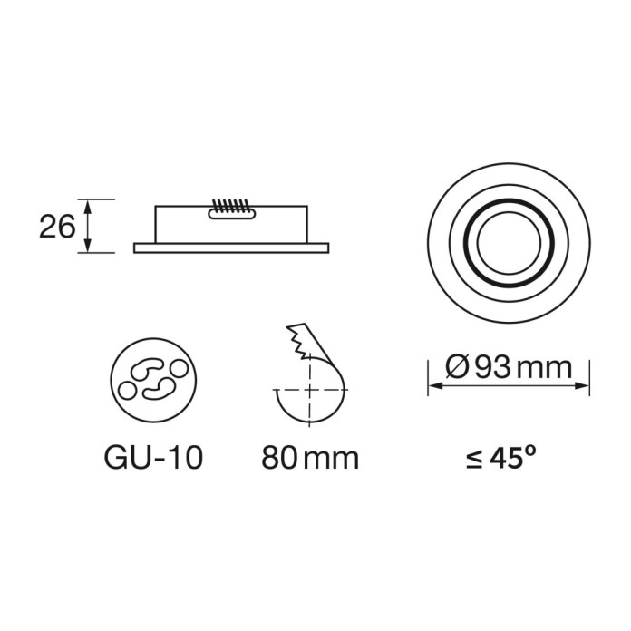 Empotrable redondo basculante