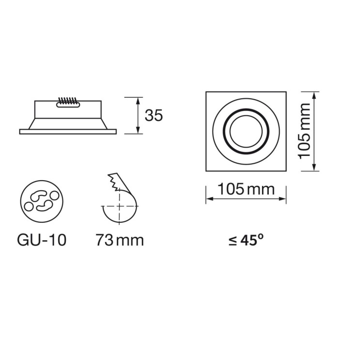 Empotrable cuadrado basculante