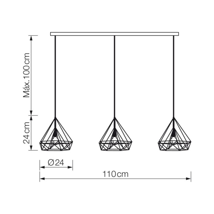 Lámpara colgante3xE27