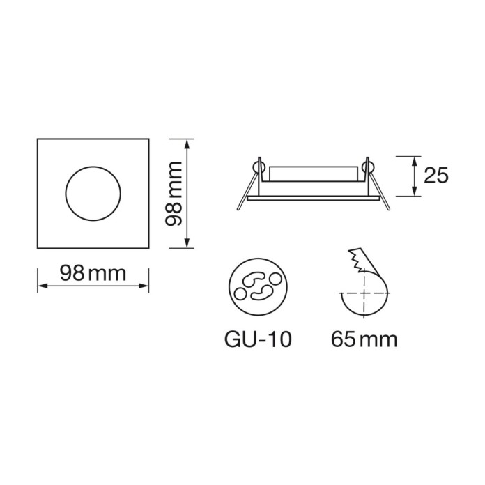 Empotrable cuadrado fijo