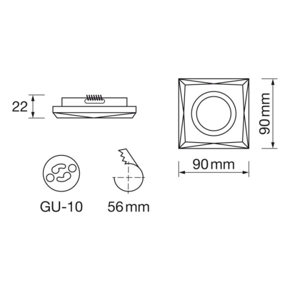 Empotrable cuadrado fijo
