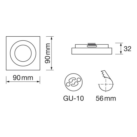 Empotrable cuadrado fijo