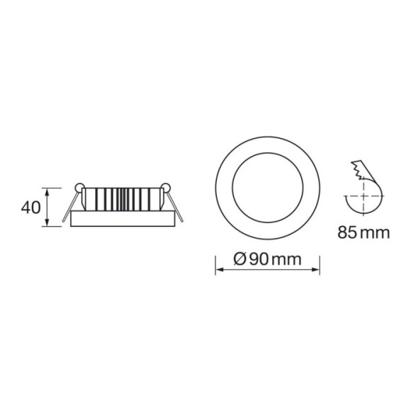 Empotrable redondo fijo 9W led