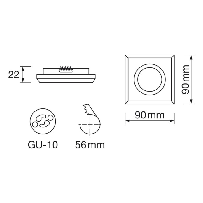 Empotrable cuadrado fijo